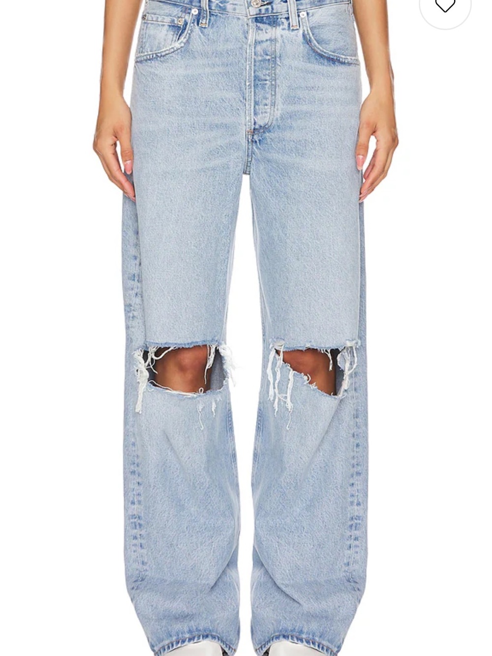 Citizens Of Humanity Light Blue Distressed Wide-Leg Jeans